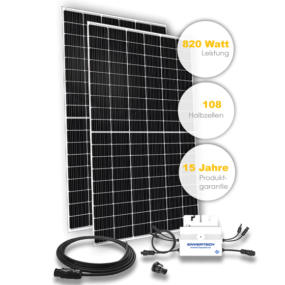 Balkonkraftwerk "SolarLite" 820/600 Watt inkl. Montageset universal