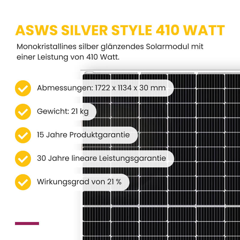 ASWS Silver Style 410 Watt mit Produkteigenschaften
