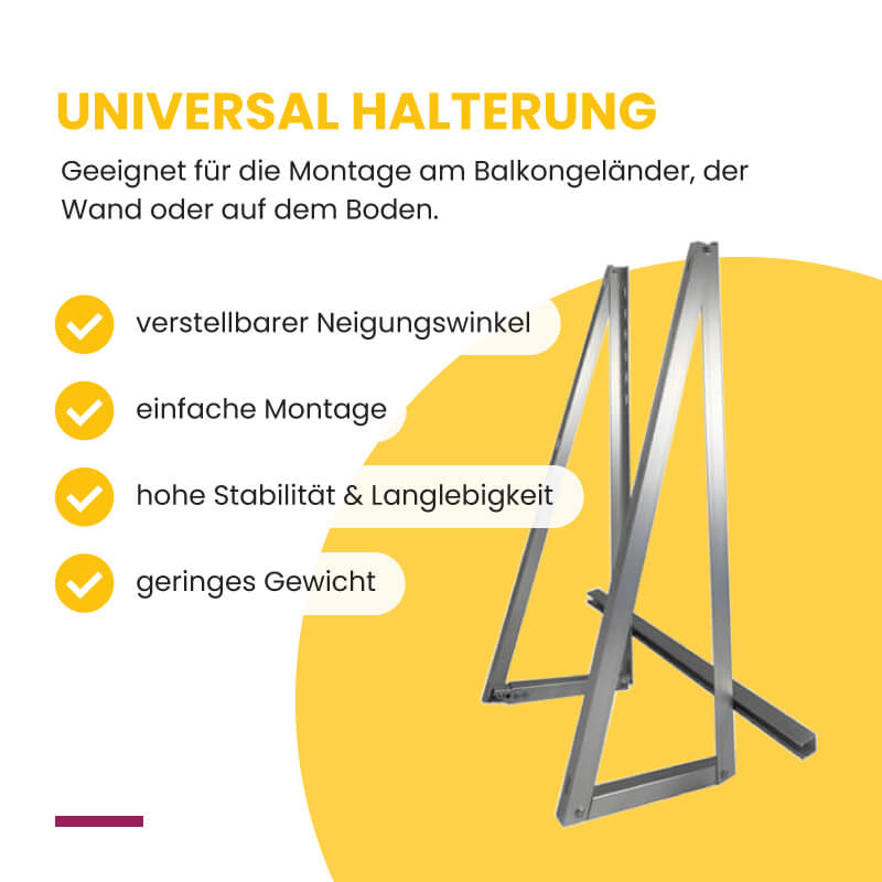 Universal Halterung für Solarmodule mit Produkteigenschaften