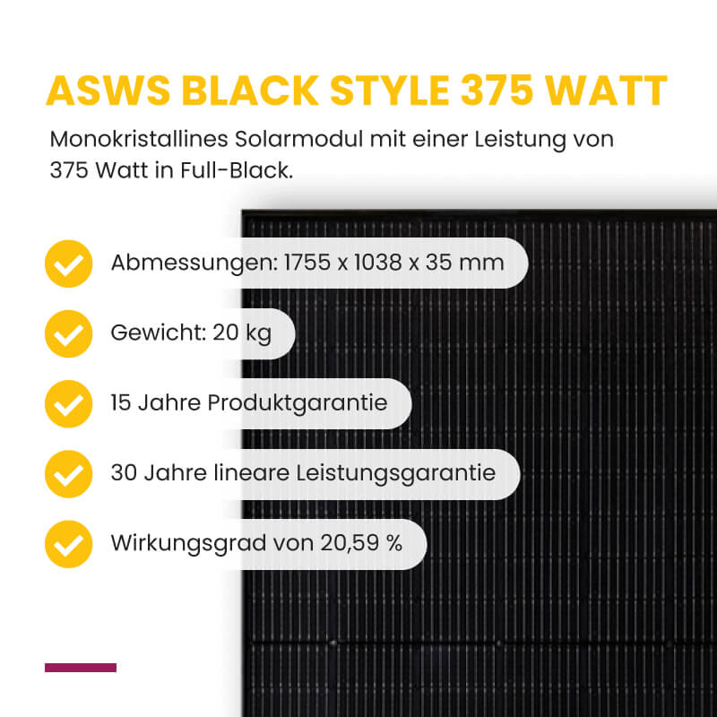 ASWS Black Style 375 Watt, Details ASWS Black Style 375 Watt mit Produkteigenschaften