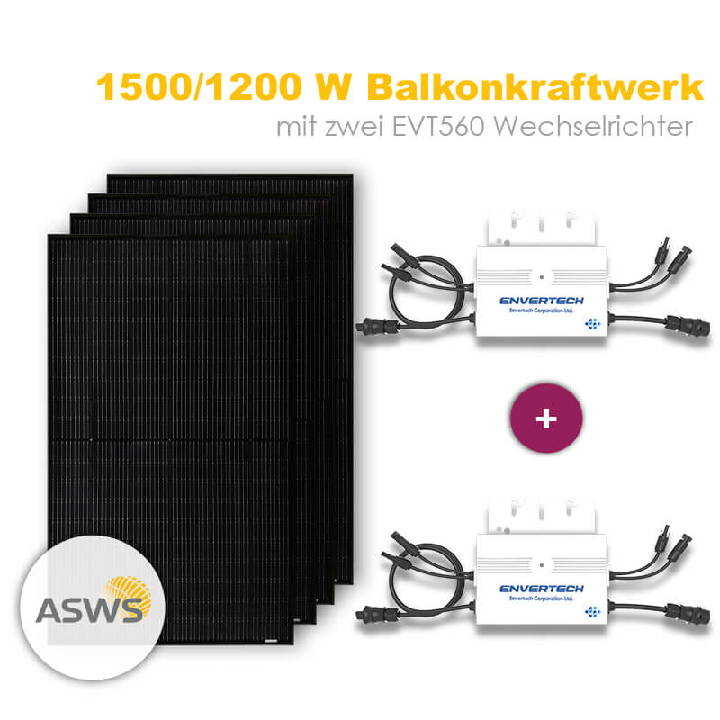 Balkonkraftwerk "SolarBlack" 1500/1200 Watt